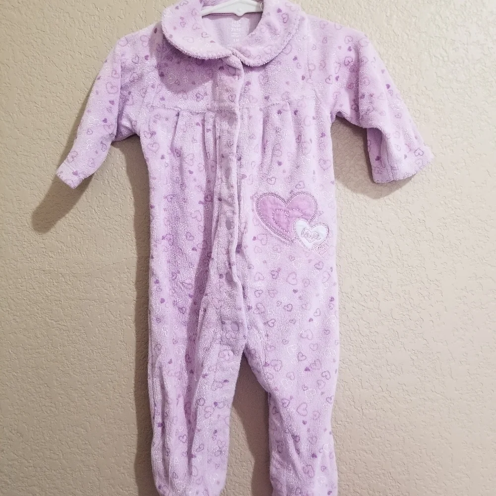 Purple Carter's just one year one piece footie pajamas Size 9 Months